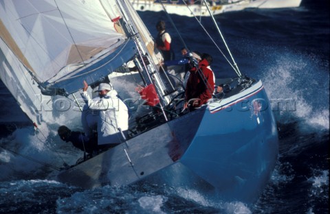 Dennis Connor aboard Stars  Stripes during the Americas Cup in 1987
