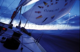 Night time navigation aboard Corum Admirals Cup yacht.
