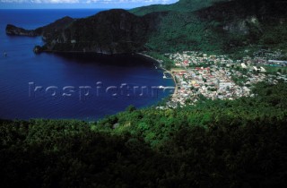 Travel scenes and destinations around the Caribbean Island of St Lucia. Soufriere near the two Pietons.