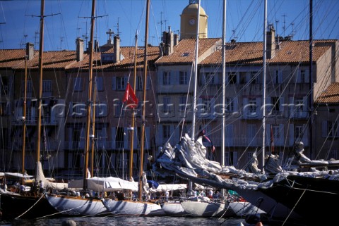 Classic yachts moored in the port of Saint Tropez Frnace