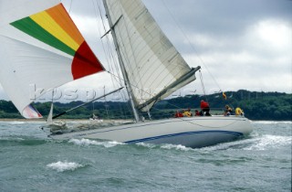 Swan 51 Formosa sailing down wind in the Solent during the Round the Island Race