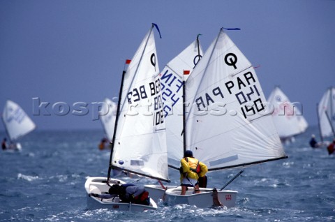 Young sailors competing at the Optimists World Championship Martinque 1999