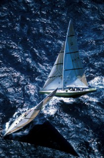 Americas Cup yacht Kookabura in rough seas
