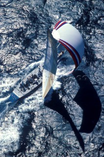 Stars & Stripes sailing uner spinnaker during the Americas Cup in 1987