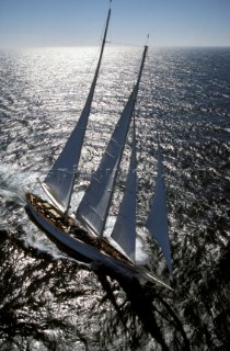 Classic schooner Adela sailing up wind