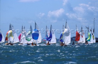 Fleet of X boats competing at Cowes Week, Isle of Wight