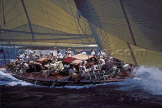 Endeavour sailing up wind Antigua Classic Regatta