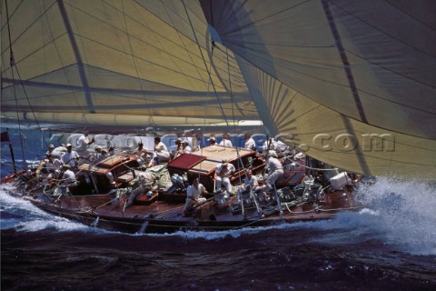 Endeavour sailing up wind Antigua Classic Regatta