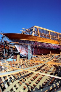Wooden boat building in Caicchi Shipyard, Turkey