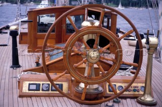 Wheel of a classic yacht