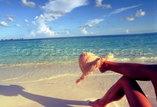 Foot, Hat, Sand & Sea Beach Scene