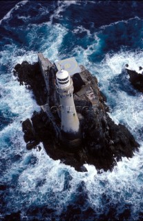 Aerial view of the Fastnet rock and lighthouse, Irish Sea