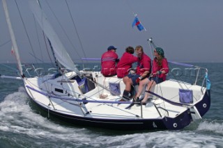 J80 Just Savage owned by Liz Savage racing in the Solent