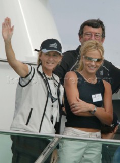 Auckland New Zealand - Americas Cup 2003. 18-02-2003 Race 3: PIppa Blake and Dean Barker girl friend Mandy. Photo.Carlo Borlenghi/