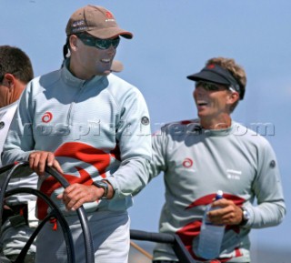 Switzerlands Alinghi skipper Russel Coutts after the match against Americas Oracle in the fifth race of the Louis Vuitton Cup final in Auckland, New Zealand, Saturday, Jan. 11, 2003. Alinghi won the match by 35 seconds to make the score 1-0 in the best of nine races. (Carlo Borlenghi/Kos Picture Source) NOT FREE
