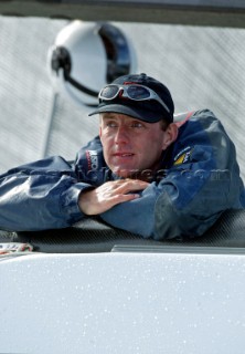 Great Britains GBR Challenge skipper Ian Walker, shows his emotions after his loss against Americas Stars & Stripes during the Louis Vuitton Cup, Quarter finals. Auckland, New Zealand. Nov, 18. 2002  . (Photo credit: Sergio Dionisio/Kos Picture Source
