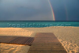 Rainbow over beach