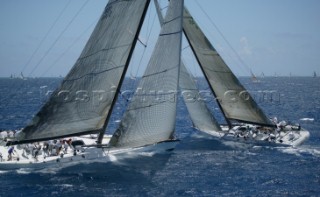 Antigua Race Week 2004 in the Caribbean. . Canting Keel maxis Pyewacket and Morning Glory.