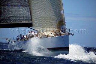 Antigua Race Week 2004 in the Caribbean.  Canting keel ballast maxi yacht Morning Glory owned by Hasso Platner