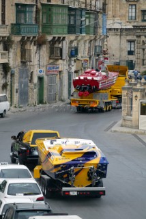 28/5/04.Valletta, Malta:The fleet of Powerboats leave to go on parade around the town of Valletta Malta