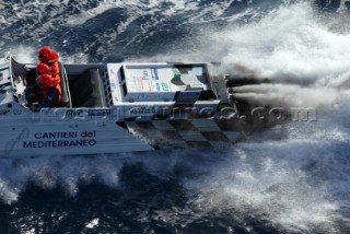 Powerboat P1 World Championship, Malta.  Detail of powerboat engine