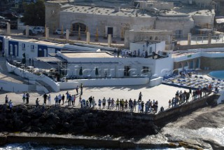29/5/04 Valletta, Malta: Crowds line the shores the East coast of Malta.