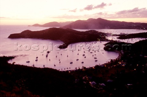 Anchored yachts in English Harbour Antigua