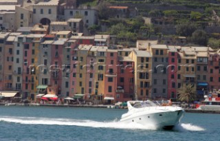 Cruising powerboat in the Mediterranean