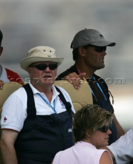 Athens 16 08 2004Olympic Games 2004Finn Americas Cup Skipper RUSSEL COUTTS (NZL) and the President ISAF Paul Henderson