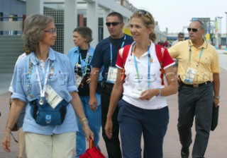 Athens 17 08 2004. Olympic Games 2004. The Quenn of Spain Sophia and the Infanta Cristina in visit at the Sailing Village in Athens