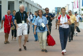 Athens 17 08 2004. Olympic Games 2004. The Quenn of Spain Sophia and the Infanta Cristina in visit at the Sailing Village in Athens