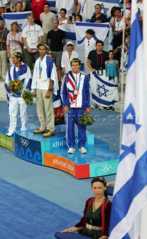 Athens 25 08 2004 Olympic Games 2004   Mistral M GAL FRIDMAN ISR Gold NIKOLAOS KAKLAMANAKIS GRE Silv