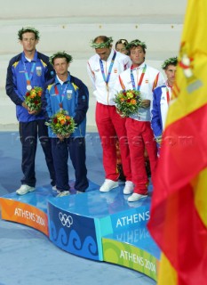 Athens 26 08 2004. Olympic Games 2004  . 49 er. IKER MARTINEZ - XAVIER FERNANDEZ (ESP). Gold Medal