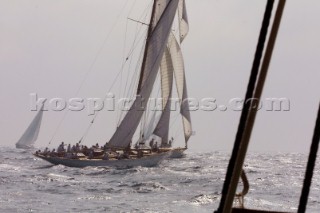 Classic yachts seen from on board classic yacht Eleanora during the Voiles de St Tropez 2004