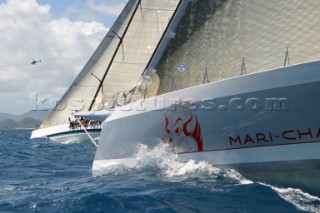 Bow of Marie Cha V during Antigua Race Week 2004