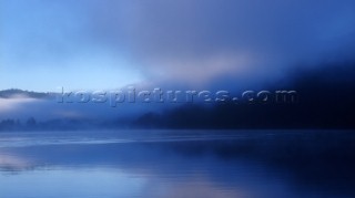 Early morning mist over the Hawkesbury River, NSW, Australia