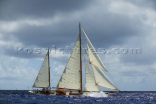 Antigua Classic Yacht Regatta 2005, SIMBA (1964 35ft Cheoy Lee Lion-Class Sloop) passing VELSHEDA