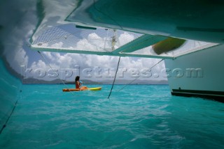 Jost Van Dyke Island - British Virgin Islands - . Green Cay and Little Jost Van Dyke with boats -. Cruise
