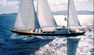 Luxury superyacht Christianne B under full sail