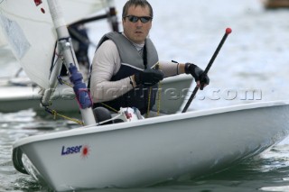 Man sailing Laser dinghy
