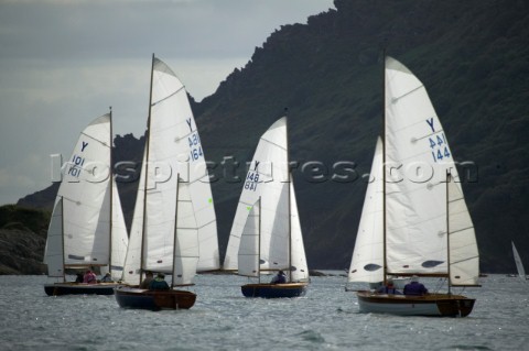 Fleet of classic yawls sailing in Dartmouth Devon UK