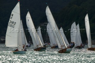 Fleet of classic yawls racing in Dartmouth, UK