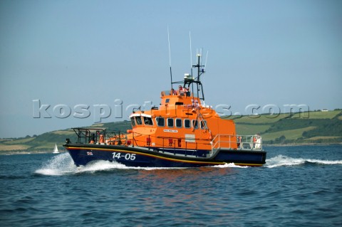 RNLI lifeboat heading out to sea