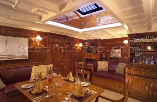 Dining room on a classic superyacht