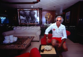 July 2005. Flavio Briatore Managing Director of Renault F1 Team France in Viry-Châtillon, on board of his yacht Force Blue. SALES ONLY FOR UK
