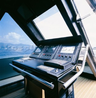 Wally yacht interior - controls and instruments on bridge