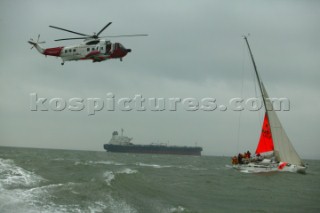 Coastguard in Helicopter Action approaching Yacht Innovation