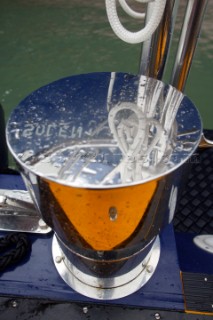 Metal Bollard on side of boat