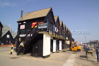 Fishing huts on the quay front at Whitstable harbour