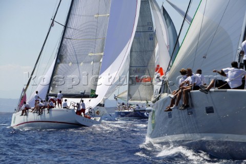 PORTO CERVO SARDINIA  SEPT 6th 2006 The 18 metre racing yacht Aleph ITA owned by Giorgio Ruffe reach